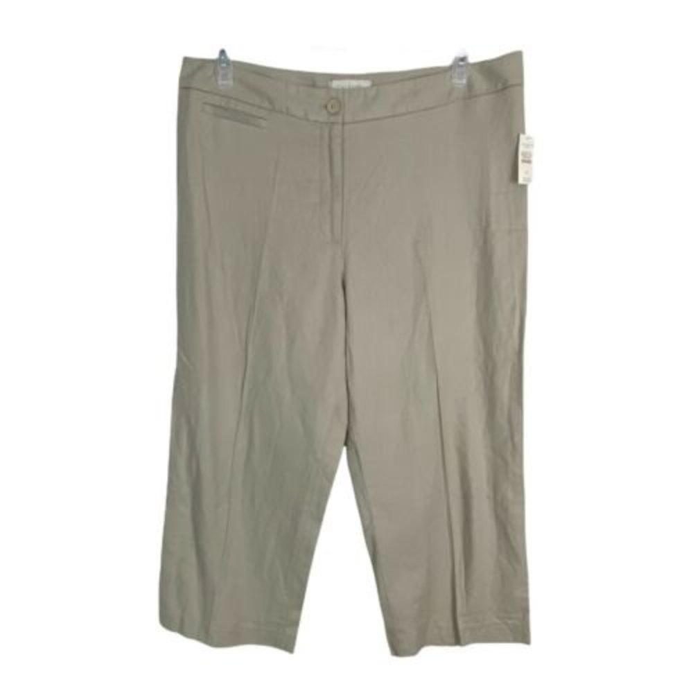 Talbots Womens Pants Size 14 Khaki Crop Capri Linen Casual  NEW